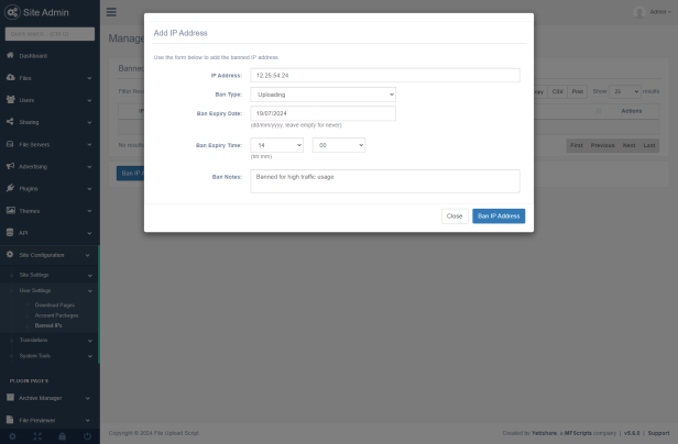 Add Banned IP Address
